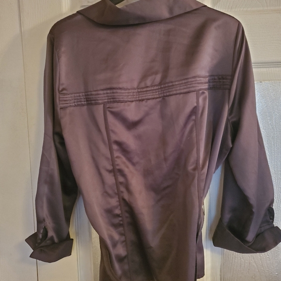 Worthington Slate Gray Blouse With Belt S Lg - Picture 9 of 11